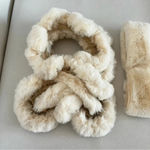 Chico's Scarf & Headband Set Faux Fur Cream Beige Pull Through Scarf Photo 8
