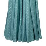 Abacaxi Eva Dress Teal Metallic Cotton Maxi Puff Sleeve Smocked Bodice Sz Large Green Photo 5
