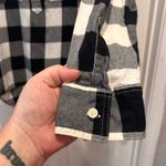 Old Navy Boyfriend Buffalo Plaid Large Petite Popover Shirt Black White Photo 3
