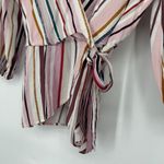 Harper Heritage  Wrap Top Blouse Vertical Stripe Pink 3/4 Balloon Sleeves Size M Photo 5