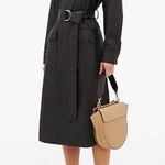 Tibi  Black Faux Leather Long Sleeve Belted Midi Dress Size 10 Photo 0