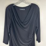 Ralph Lauren Lauren Black Label Dress Sheath Size 14 Jersey Ruched Waist V-Neck Photo 2