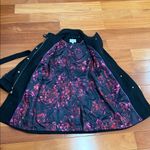 Cole Haan Black Wool Leather Trim Trench tailored fit Coat size 12 Photo 4