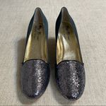 Matt Bernson Blue Leather Suede Heels with a Glitter Cap Toe Size 11 Photo 1