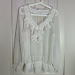 Peter Nygard  White Ruffled Long Sleeve SunBlouse Photo 1