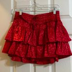 Red Satin Leopard Ruffle Mini Skirt Size M Photo 0