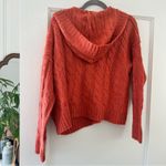 American Eagle Outfitters Burnt Orange Hooded Cable Knit Pullover Sweater Small Photo 4