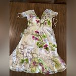 Mikael aghal romantic abstract garden silk cocktail flutter Sleeve Mini dress White Size 4 Photo 1
