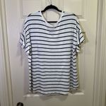 A New Day  V-Neck Ruffle Sleeve Shirt Top Size XXL White Black Stripe Photo 4