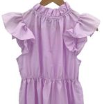 Love...Ady Womens Flutter Sleeve High Neck Tiered A Line Dress Purple Medium NWT Photo 4