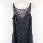 Vintage JS Collections Metallic Fringe Hem Lace Maxi Slip Dress Black 12 Size 8 Photo 4