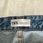 ZARA  Women’s 8 Blue Denim Wide Leg Raw Hem Jeans Distressed Photo 3