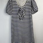 See By Chloe  Size 4 Shift Dress Striped Blue White Ruffle Front Nautical Women’s Photo 3