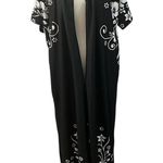 Anthony Richards Black White Floral Hawaiian SS 1/2 Zip Robe Loungewear Medium Photo 5