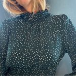 SheIn Green & White Long Sleeve High Neck Polka Dot Dress Size Large Photo 5