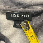 Torrid  Plus Size 1X Classic Fit Cold Shoulder Bat Skull Purple Tie Dye Hoodie Photo 7