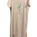 Delicates Vintage Delicate SPA Pink Maxi Shirt Dress Cover Up Coastal Fish Womens Medium Photo 7