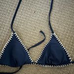 Navy blue and white triangle bikini top Photo 0