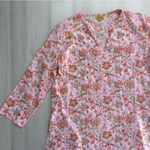 Roberta Roller Rabbit  block print floral tunic top vacation travel swim M Photo 3