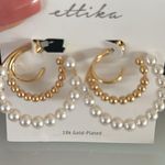 Ettika  PEARL AND 18KT GOLD PLATED BEADED HOOP EARRINGS, $60 Photo 6