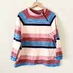 Talbots T by  Zip Mockneck Long Sleeve Cotton Blend Pullover in Multi Stripe - 1X Photo 1
