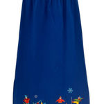 Michael Simon Lite Ski Trip Snowflake Embroidered Novelty Midi Skirt Blue Small Photo 0
