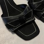 Bandolino  Slip On Wedge Heels Sandals Black Leather Women’s Size 6.5 Bow Detail Photo 12