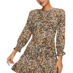 Wilfred Aritzia Baroque Giselle Bison Animal Print 3/4 Sleeve Mini Dress Sz 2 Photo 0