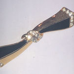 Angel Brand Elegant Black and Gold Tone Retro Boho Bow Brooch Photo 0