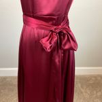 Alex Evenings Wine Red Satin Evening Gown Size 12 A-Line Halter Formal Dress Photo 7