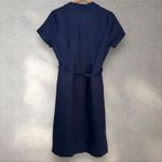 Quince Women's 100% European Linen Button‎ Front Midi Dress Navy Blue Sz Medium Photo 7