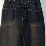 We The Free Free People Palmer Cuffed Wide Leg Jeans Chalkboard Distressed Grunge Size 28 Photo 13