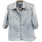 Ralph Lauren Polo Jeans Co  Light Wash Denim Button Up Shirt Medium Distressed Photo 8