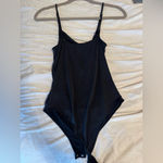 Wasabi + Mint Chic Black Draped Bodysuit Photo 2
