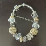 European Gold Butterfly charm bracelet Pave Crystals Photo 0