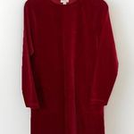 J. Jill Red Velvet Dress Long Sleeve Shift Size M Pima Cotton Holiday Romantic Size M Photo 0