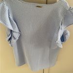Michael Kors Light Blue Pinstripe Blouse Photo 1