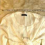 SheIn Balletcore Cream Ribbed Tie-Front Sweater Photo 3