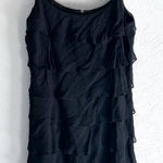 Kay Unger Y2K Black Silk Ruffle Dress Rhinestone Straps Sz 4 Whimsigoth Photo 0