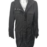 T Tahari Tahari Giselle Women's Black Hooded Hoodie Zip Button Trench Raincoat Jacket S Photo 0