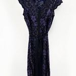 Teri Jon by Rickie Freeman Black Embroidered‎ Lace Midi Beaded Dress Women Sz 12 Purple Photo 5