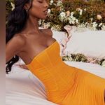 House Of CB JULIANNA TANGERINE STRAPLESS RUCHED MIDI DRESS, Size Small, $239 Photo 7