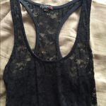 Guess y2k early 2000s black sheer floral lace ruched tank top Photo 4