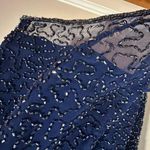 NWT Andretta Donatello SILK vintage beaded embellished navy gown whimisoth Blue Photo 6