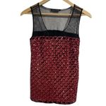 Sachin + Babi  shirt sequins tank top mesh‎ black and red Photo 7