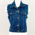 Vintage Distressed Denim Vest | Size S Blue Photo 0