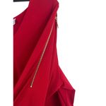 Susan Graver Red Liquid Knit Gold Arm Zipper 3/4 Sleeve Pullover V-neck 1x Top Photo 1