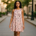 Bellambra Pink Abstract Painted Pleated Halter Mini Dress Size XS Photo 12