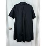 Old Navy  Black Collared Short Sleeve Shirt Dress Medium Cotton Lagenlook Career Photo 2