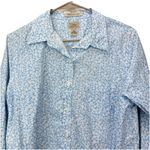 LL Bean Blue Floral Wrinkle Free Pinpoint Oxford Long Sleeve Button Shirt MEDIUM Photo 2